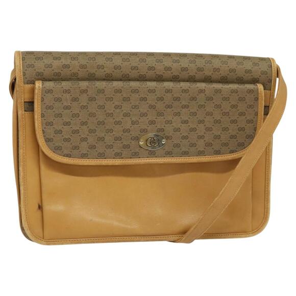 GUCCI Micro GG Supreme Shoulder Bag Pvc Leather Brown Gold - Picture 1 of 16